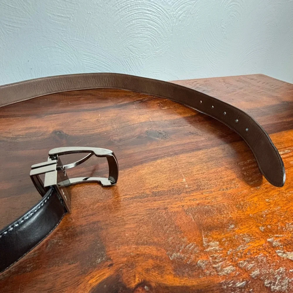 Boconi Mens Reversible Leather Belt Black Brown‎ Gunmetal Buckle 36 34032L-975